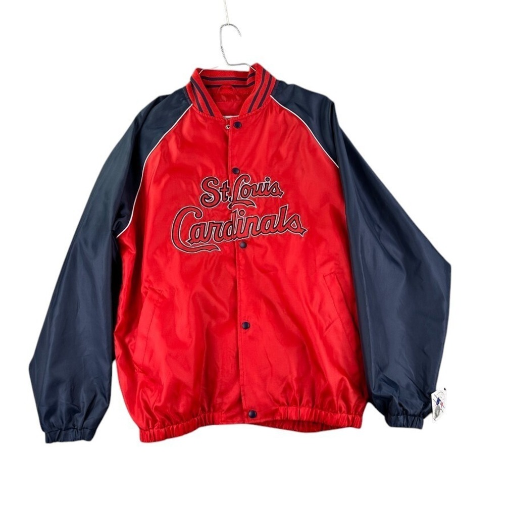 St. Louis Cardinals Jacket Mens Large Red Navy Blue G-III Windbreaker Bomber MLB
